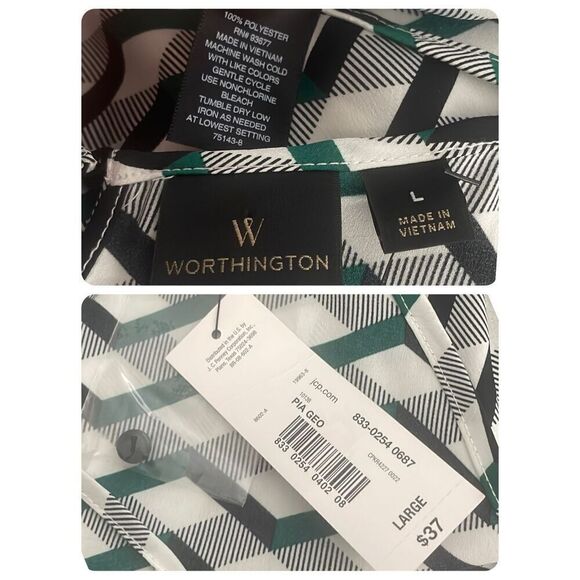 NEW Satin Geometric Print Handkerchief Hem High Neck Tank Top L - Picture 8 of 8